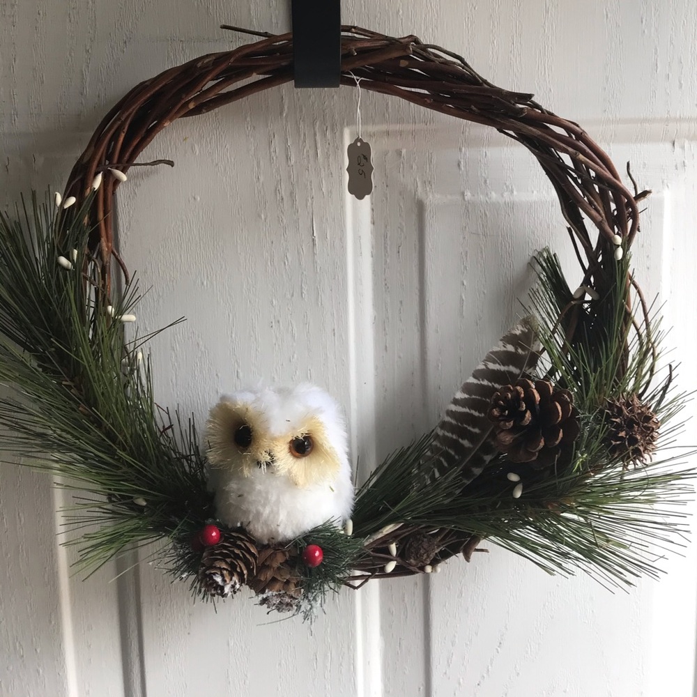 Grapevine OWL wreath, Christmas, winter, holiday